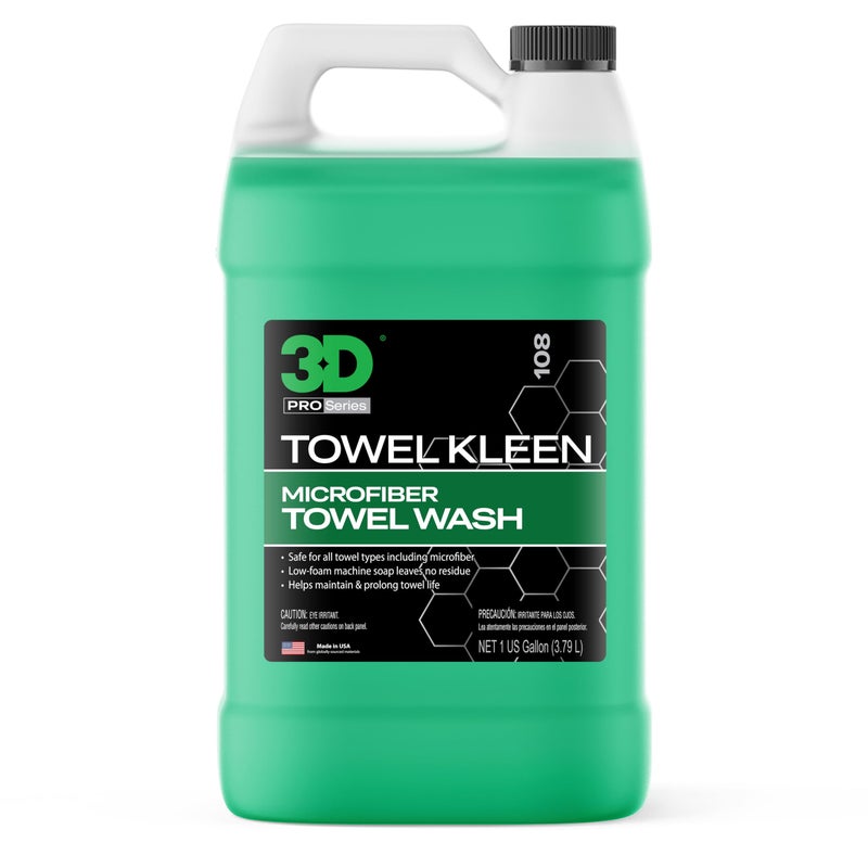 3D Towel Kleen Concentrated Microfiber Towel Detergent - Deep Cleans, Restores & Maintains Car Wash Towel Life - Low Foam, No Residue Premium Laundry Soap 1 Gallon - Image 1